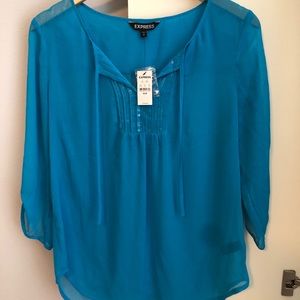 Express sheer teal tunic top size medium